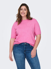 T-Shirt MARGARETA aus Viskosemix - Carmine Rose/MELANGE - Rosa