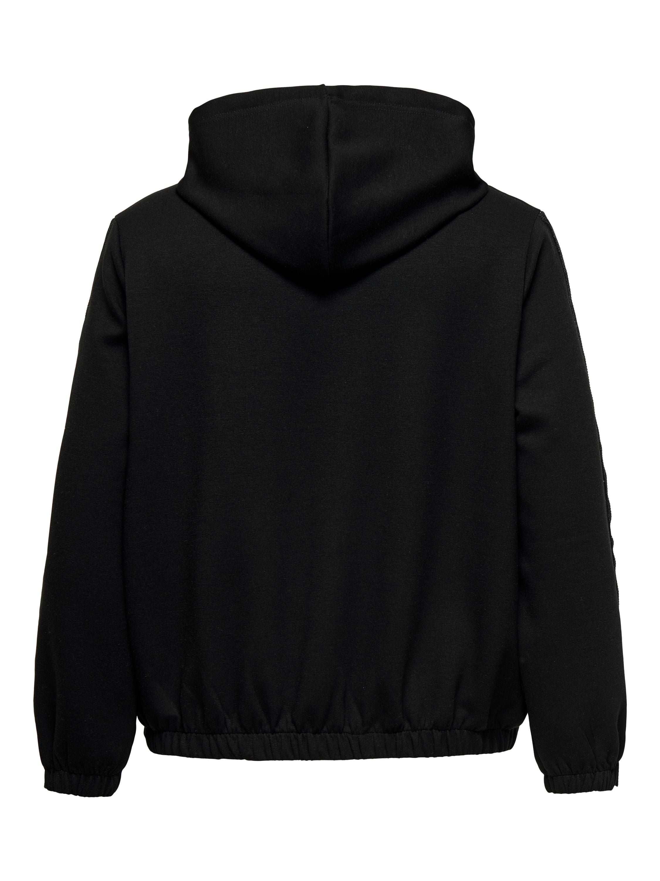 Sweatshirtjacke mit Strass-Details - Black/Lurex tape + sateen stri - Schwarz