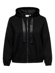 Sweatshirtjacke mit Strass-Details - Black/Lurex tape + sateen stri - Schwarz