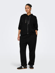 Joggpants SCARLETT - Black/Lurex tape + Sateen stri - Schwarz