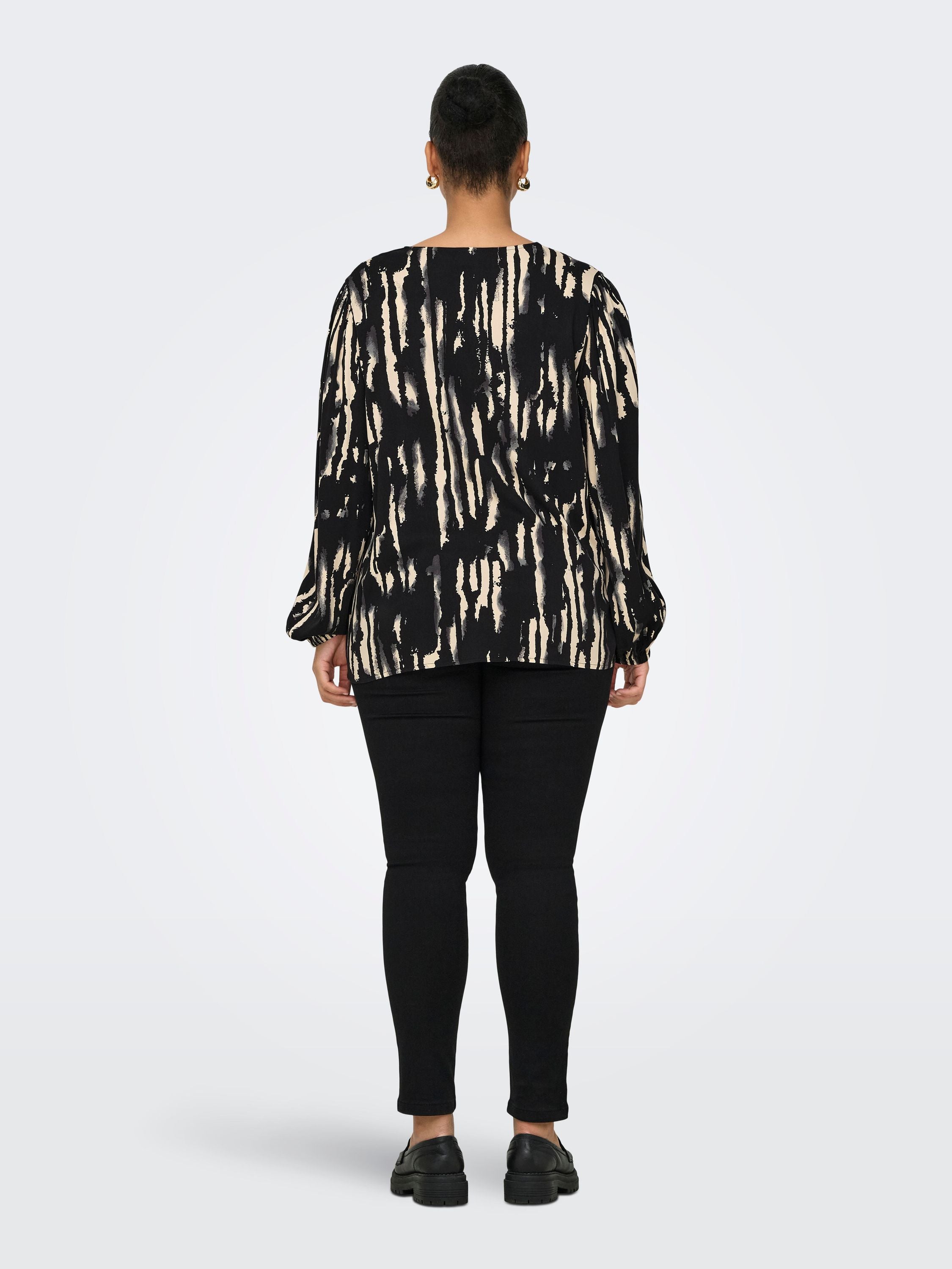 Schlupfbluse aus Viskose - Birch/TIE DYE STRIPES - Schwarz
