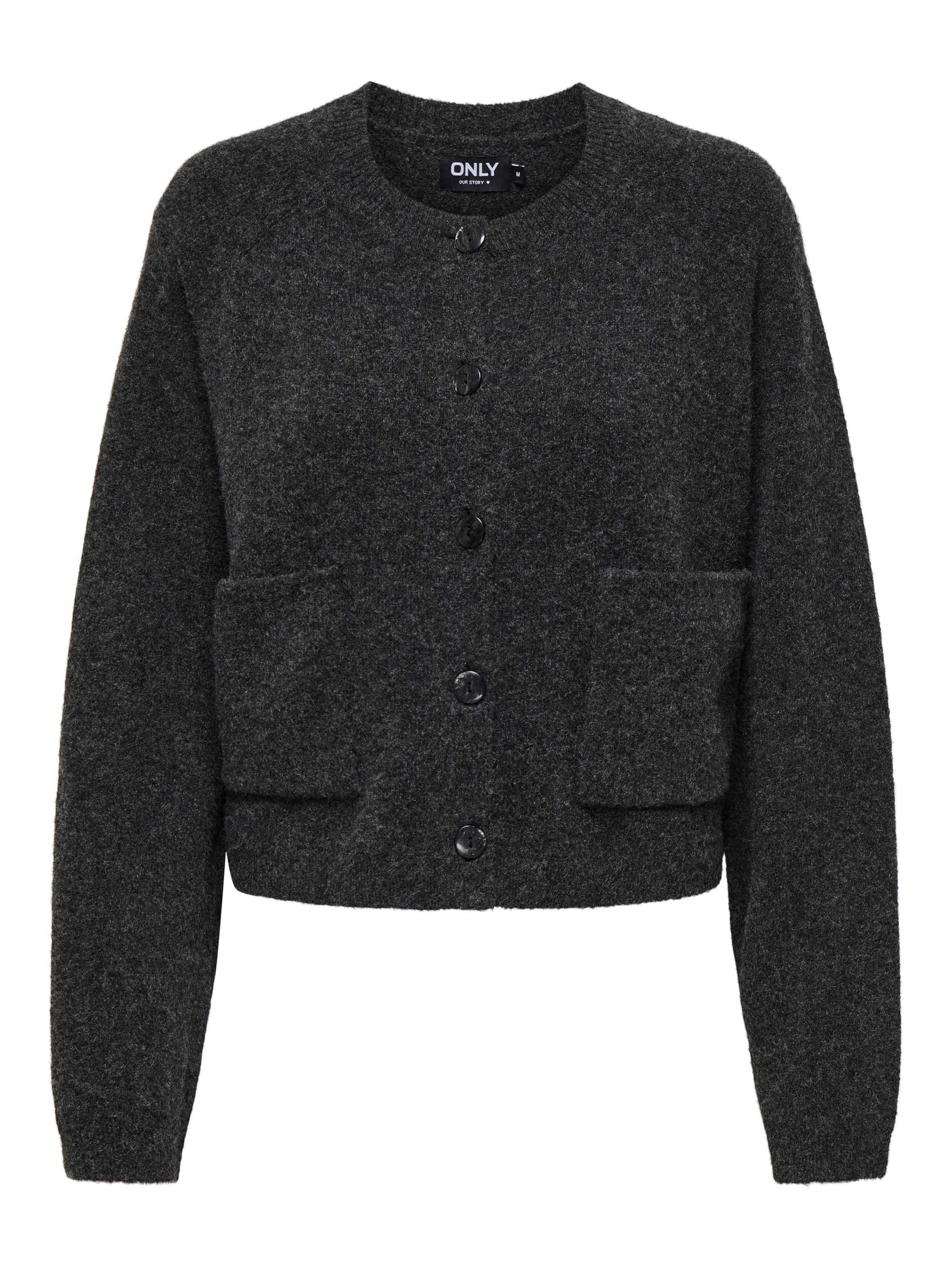 Strickjacke - Dark Grey Melange - Grau
