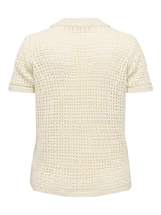 Flachstrick-Poloshirt aus Baumwollmix - Birch - Creme
