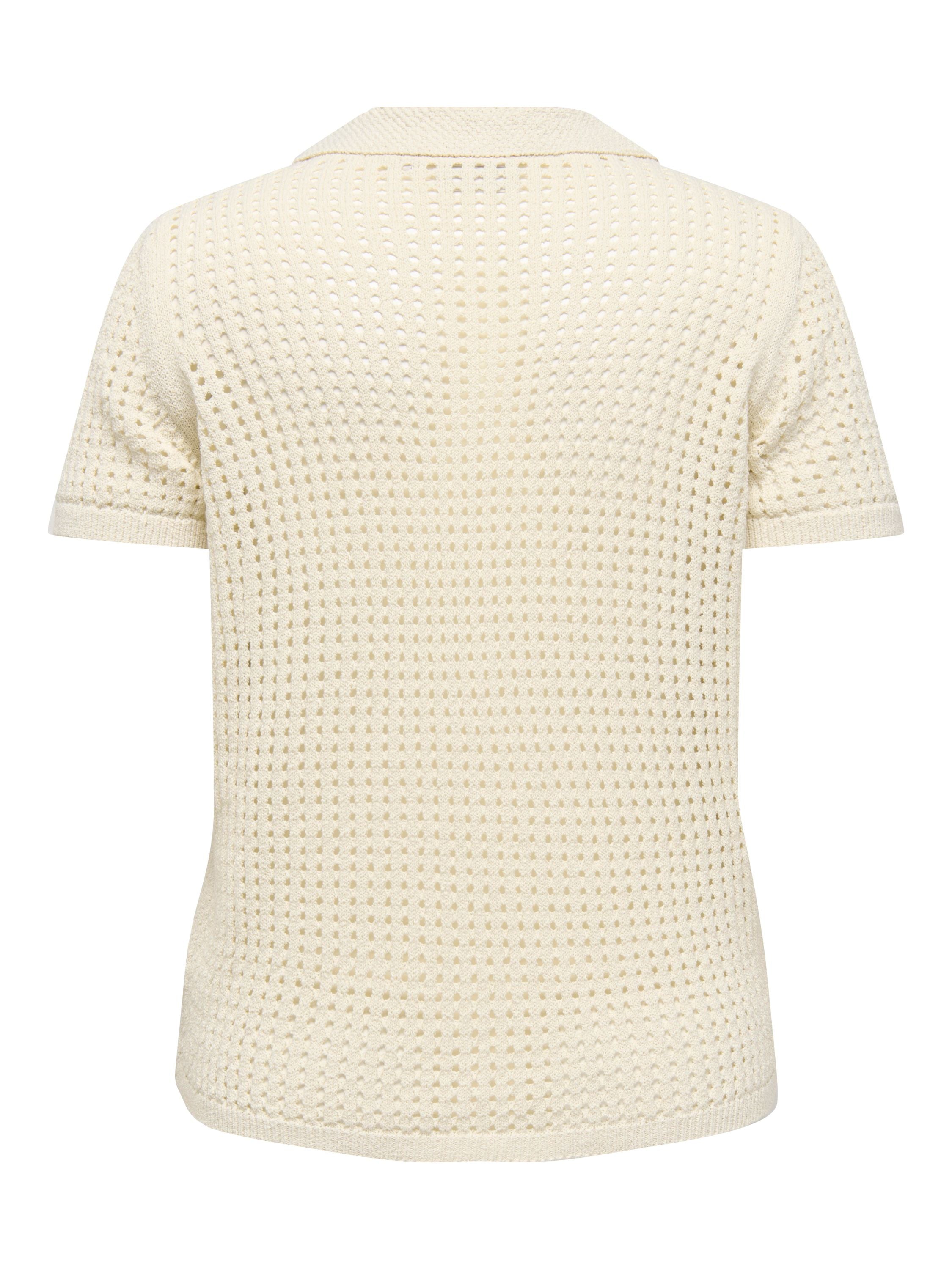 Flachstrick-Poloshirt aus Baumwollmix - Birch - Creme