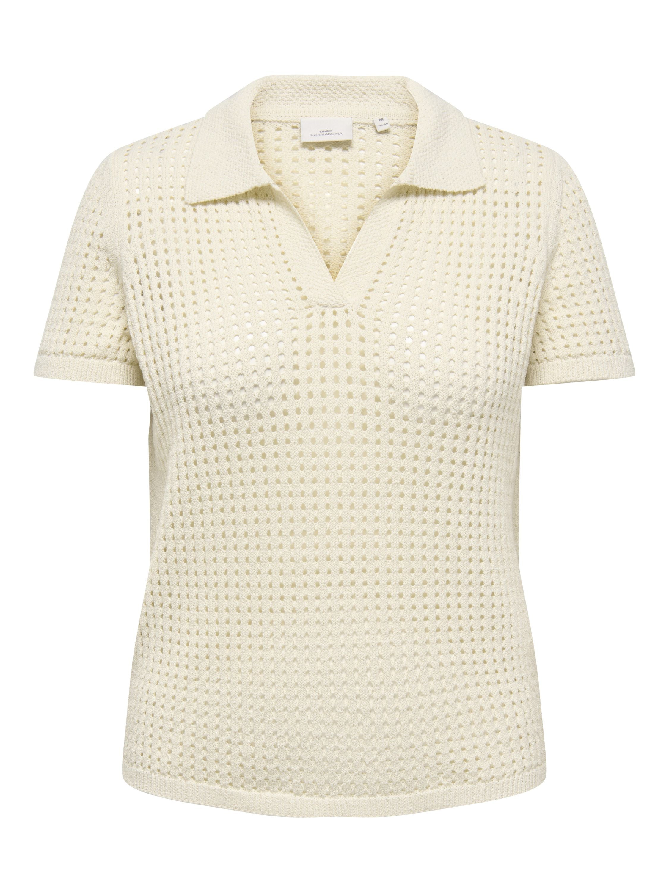 Flachstrick-Poloshirt aus Baumwollmix - Birch - Creme