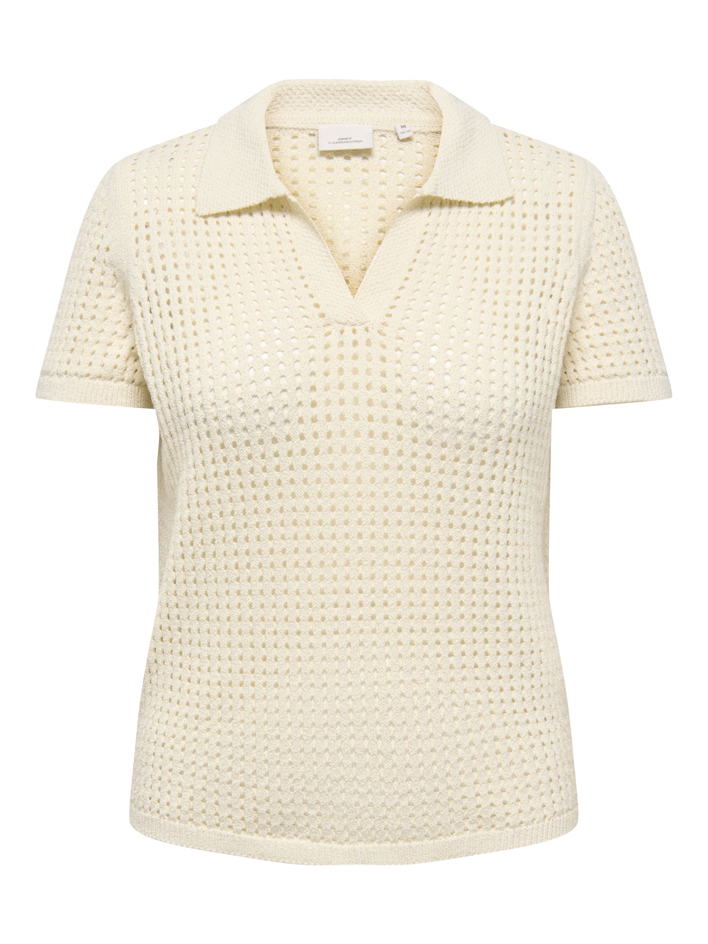 Flachstrick-Poloshirt aus Baumwollmix - Birch - Creme