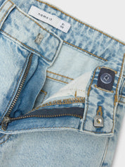 Shorts aus Baumwolle - Light Blue Bleached Denim - Blau