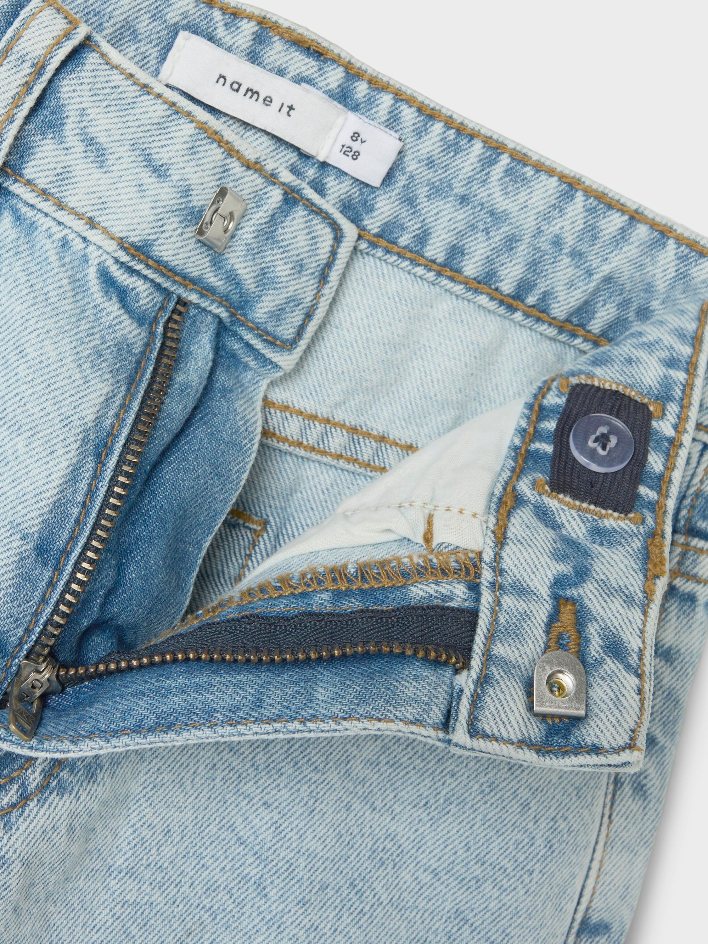 Shorts aus Baumwolle - Light Blue Bleached Denim - Blau