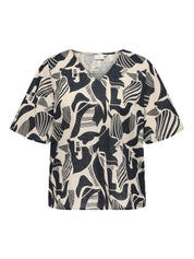 T-Shirt gemustert aus Baumwolle - Pumice Stone/TROPICOOL - Beige
