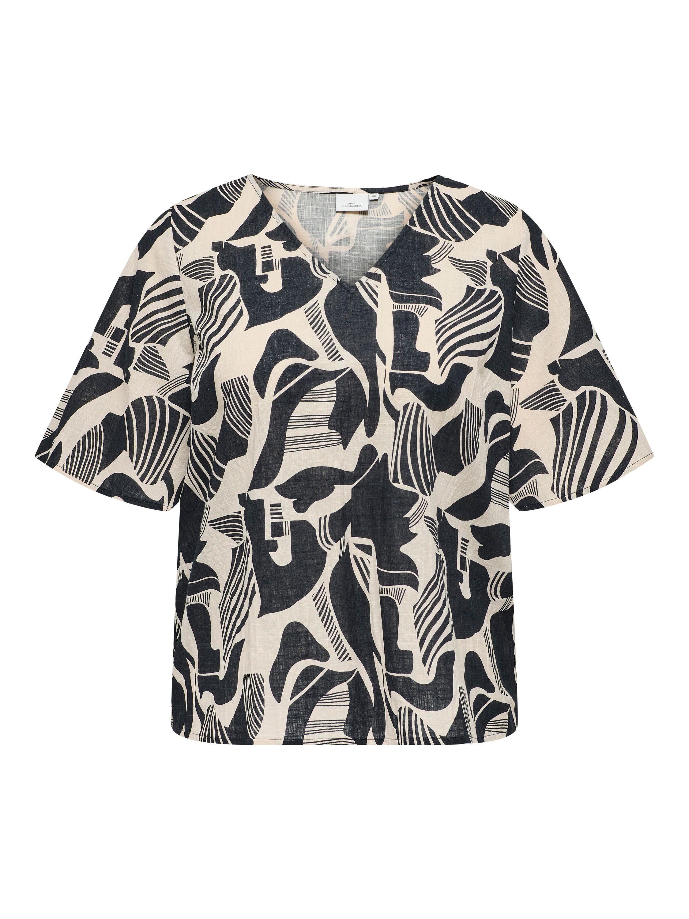 T-Shirt gemustert aus Baumwolle - Pumice Stone/TROPICOOL - Beige