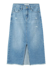 Jeansrock mit Frontschlitz - Light Blue Denim - Blau