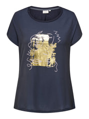 T-Shirt - Night Sky/Golden faces - Blau
