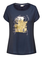 T-Shirt - Night Sky/Golden faces - Blau