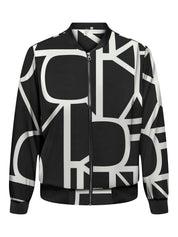 Bomberjacke gemustert mit Stehkragen - Black/MARITIME GREAT LOGO - Schwarz