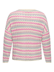 Strickpullover aus Baumwollmix - Birch/Gray Mist/Violet Ice/Fuc - Rosa