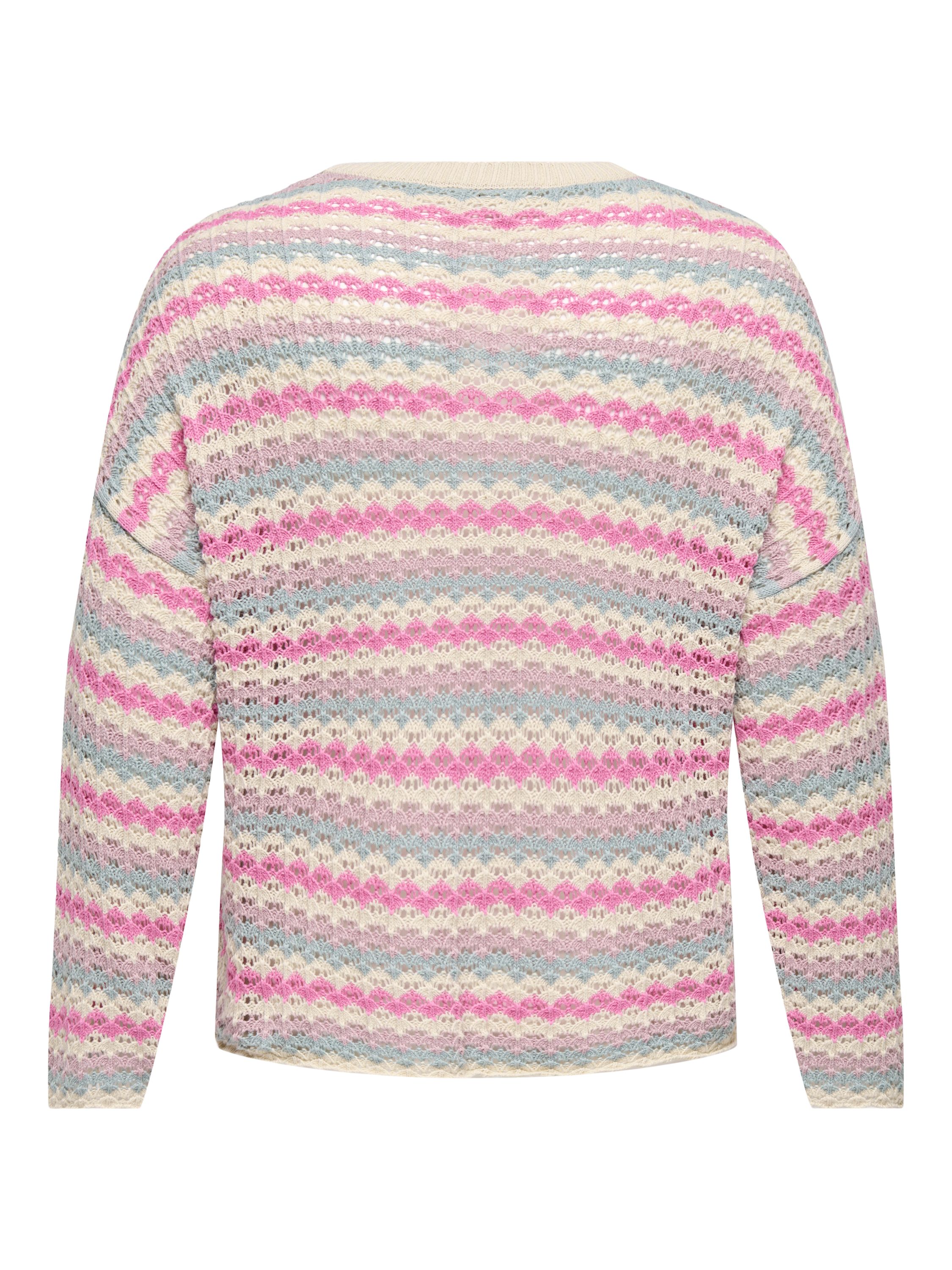 Strickpullover aus Baumwollmix - Birch/Gray Mist/Violet Ice/Fuc - Rosa