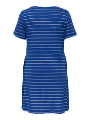 Jerseykleid Mini aus Baumwolle - Mazarine Blue/Cloud dancer (Na - Blau