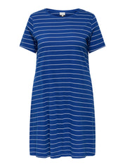 Jerseykleid Mini aus Baumwolle - Mazarine Blue/Cloud dancer (Na - Blau