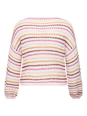 Strickpullover gestreift - Cloud Dancer/Ballad B/Total E/ - Weiß