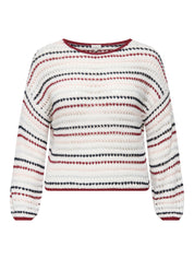 Strickpullover gestreift - Cloud Dancer/Karanda R/Fuch Fe - Mehrfarbig