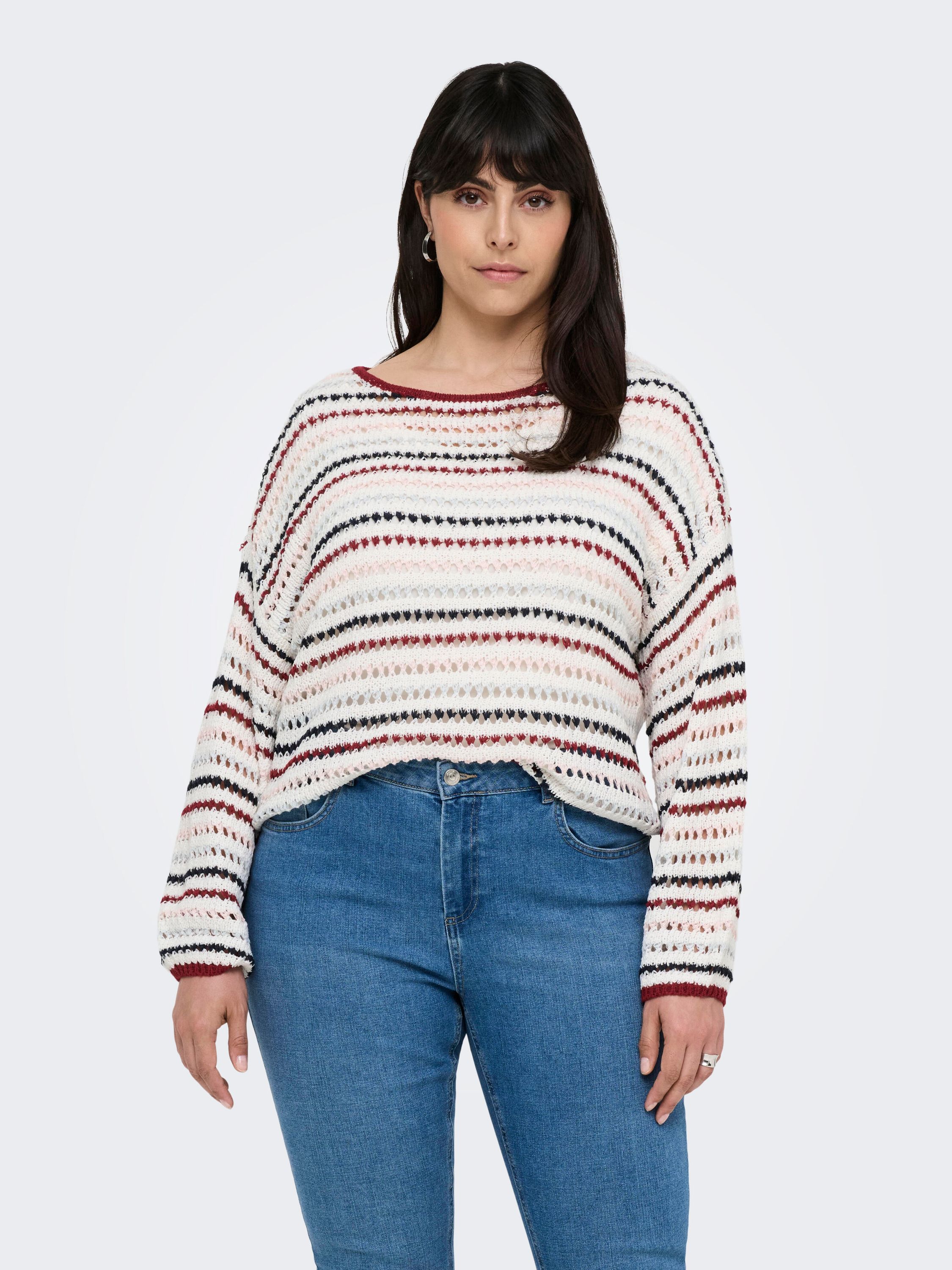 Strickpullover gestreift - Cloud Dancer/Karanda R/Fuch Fe - Mehrfarbig