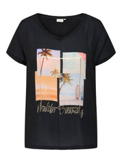 T-Shirt aus Viskose - Black/Vaca In Malibu - Schwarz