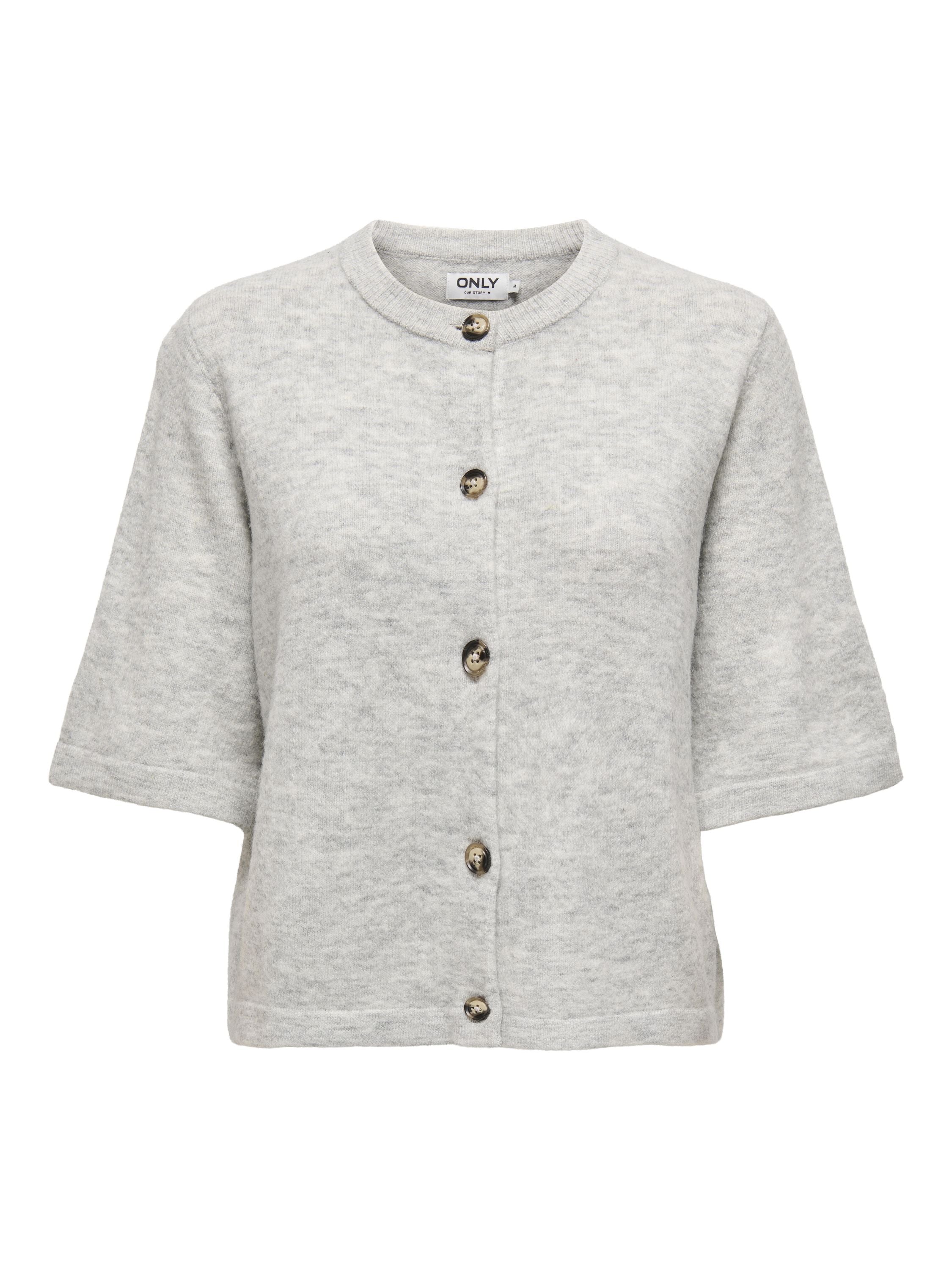 Strickjacke mit Knöpfen - Light Grey Melange - Grau