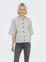 Strickjacke mit Knöpfen - Light Grey Melange - Grau