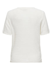 Strick-T-Shirt mit Rundhalsausschnitt - Cloud Dancer - Weiß