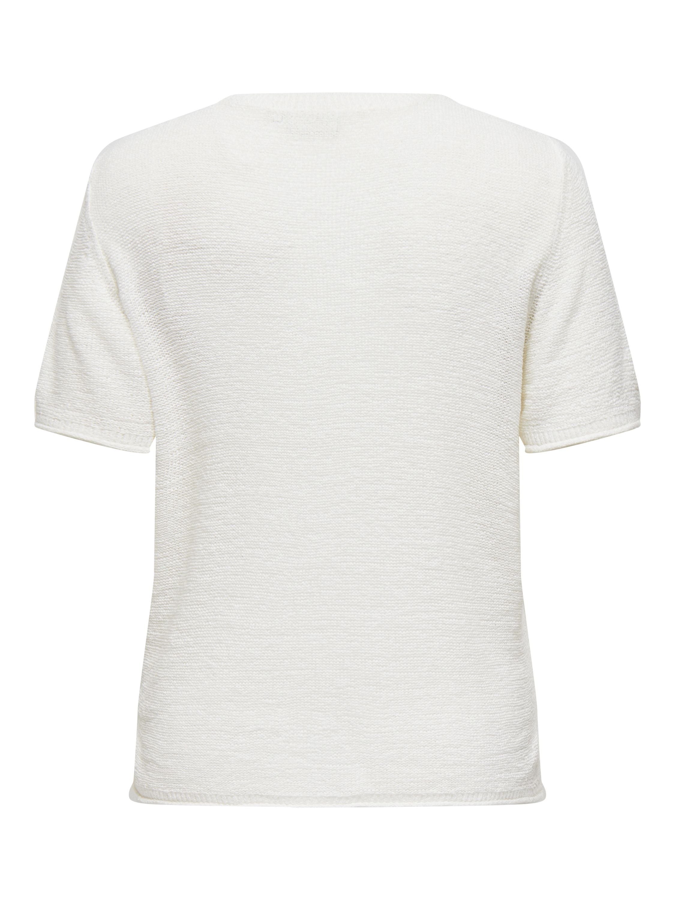 Strick-T-Shirt mit Rundhalsausschnitt - Cloud Dancer - Weiß