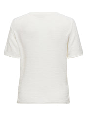Strick-T-Shirt mit Rundhalsausschnitt - Cloud Dancer - Weiß