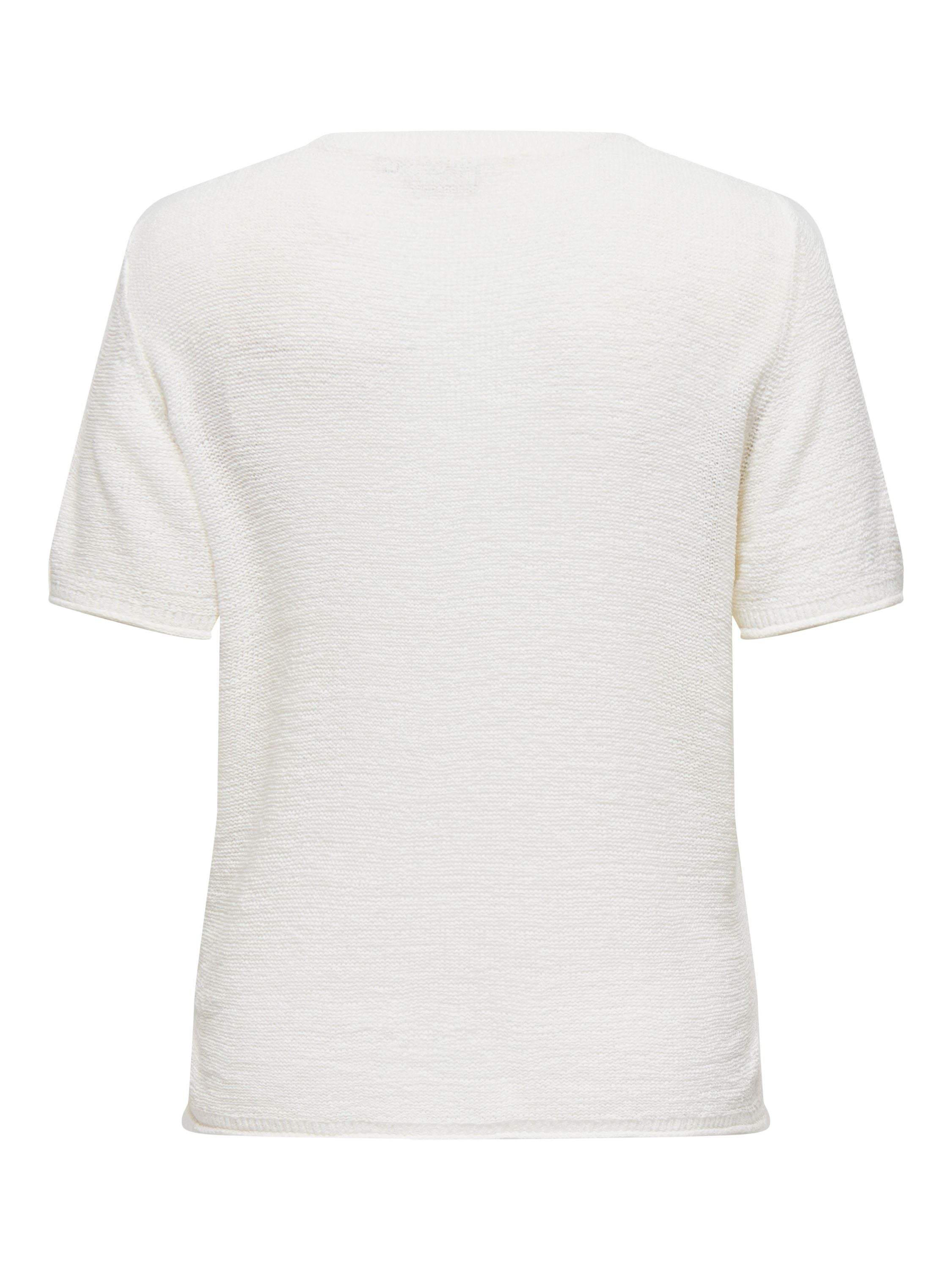 Strick-T-Shirt mit Rundhalsausschnitt - Cloud Dancer - Weiß