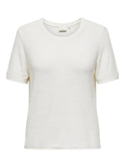 Strick-T-Shirt mit Rundhalsausschnitt - Cloud Dancer - Weiß