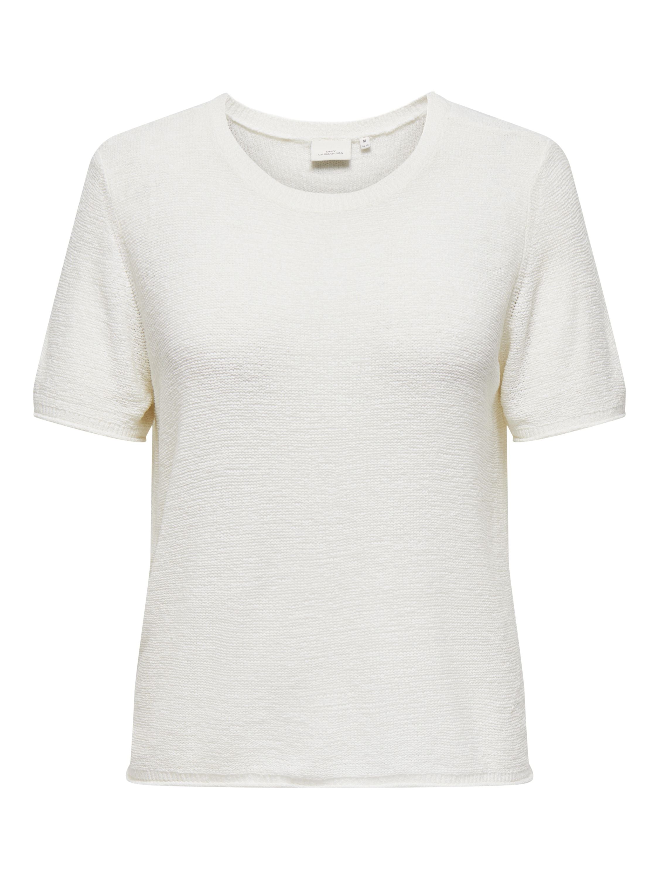 Strick-T-Shirt mit Rundhalsausschnitt - Cloud Dancer - Weiß