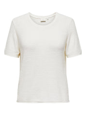 Strick-T-Shirt mit Rundhalsausschnitt - Cloud Dancer - Weiß