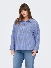 Hemdbluse CAROREGON gestreift - Persian Jewel/W. STRIPES - Blau