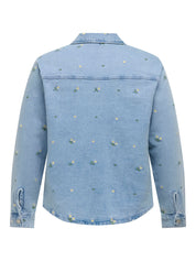 Jeansjacke CARCASSIE aus Baumwolle - Light Blue Denim/FLOWER EMBROI - Blau