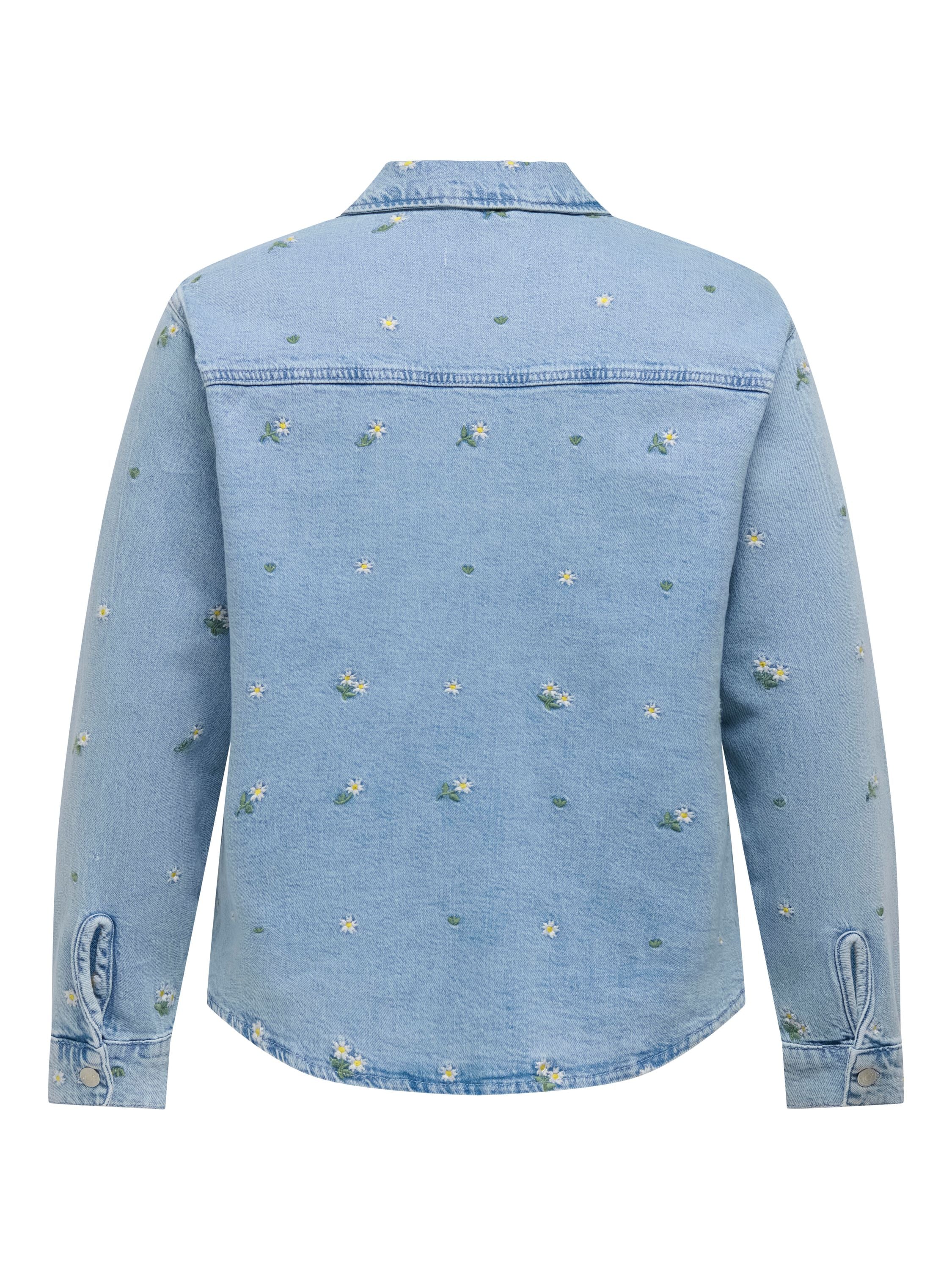 Jeansjacke CARCASSIE aus Baumwolle - Light Blue Denim/FLOWER EMBROI - Blau