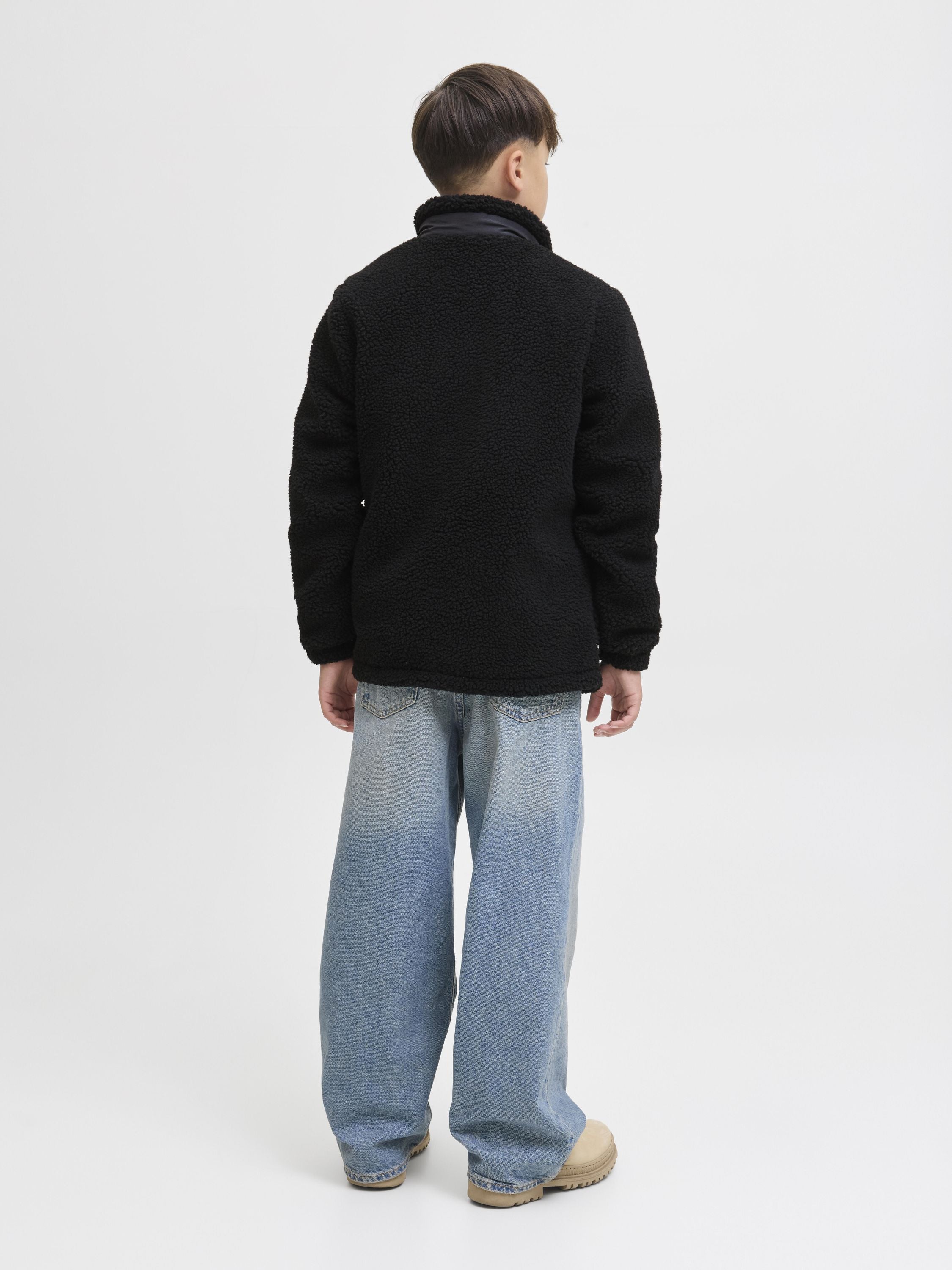 Teddyjacke mit Stehkragen - Black - Schwarz