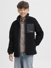 Teddyjacke mit Stehkragen - Black - Schwarz