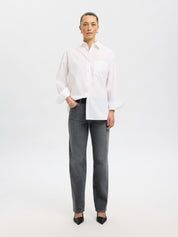 Hemdbluse oversized aus Baumwolle - Bright White - Weiß