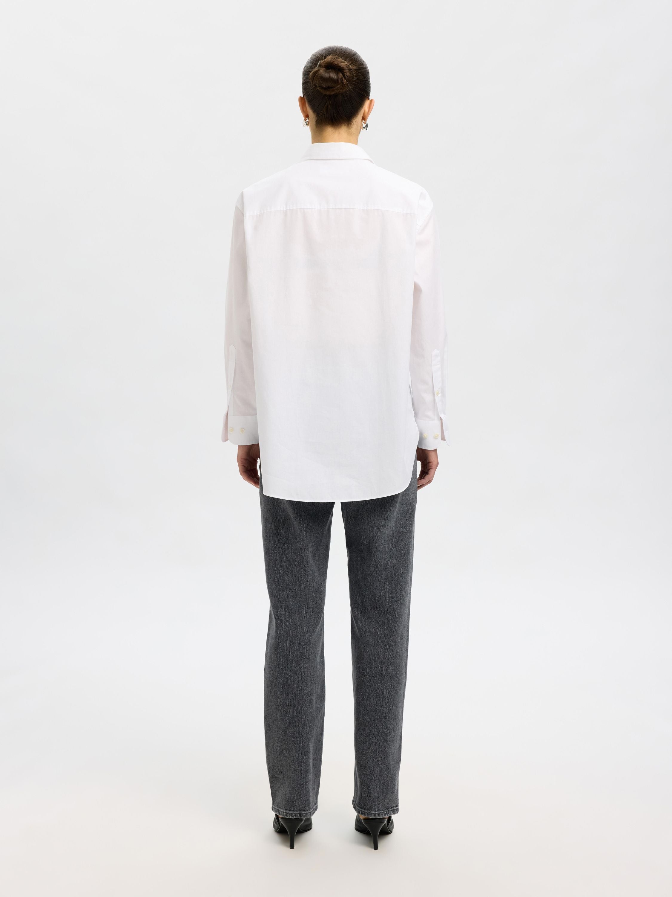 Hemdbluse oversized aus Baumwolle - Bright White - Weiß