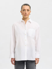 Hemdbluse oversized aus Baumwolle - Bright White - Weiß