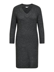 Midikleid - Medium Grey Melange/Silver stu - Grau