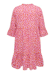 Freizeitkleid Midi aus Bio-Baumwolle - Bleached Mauve/VIBRANT LEO - Pink