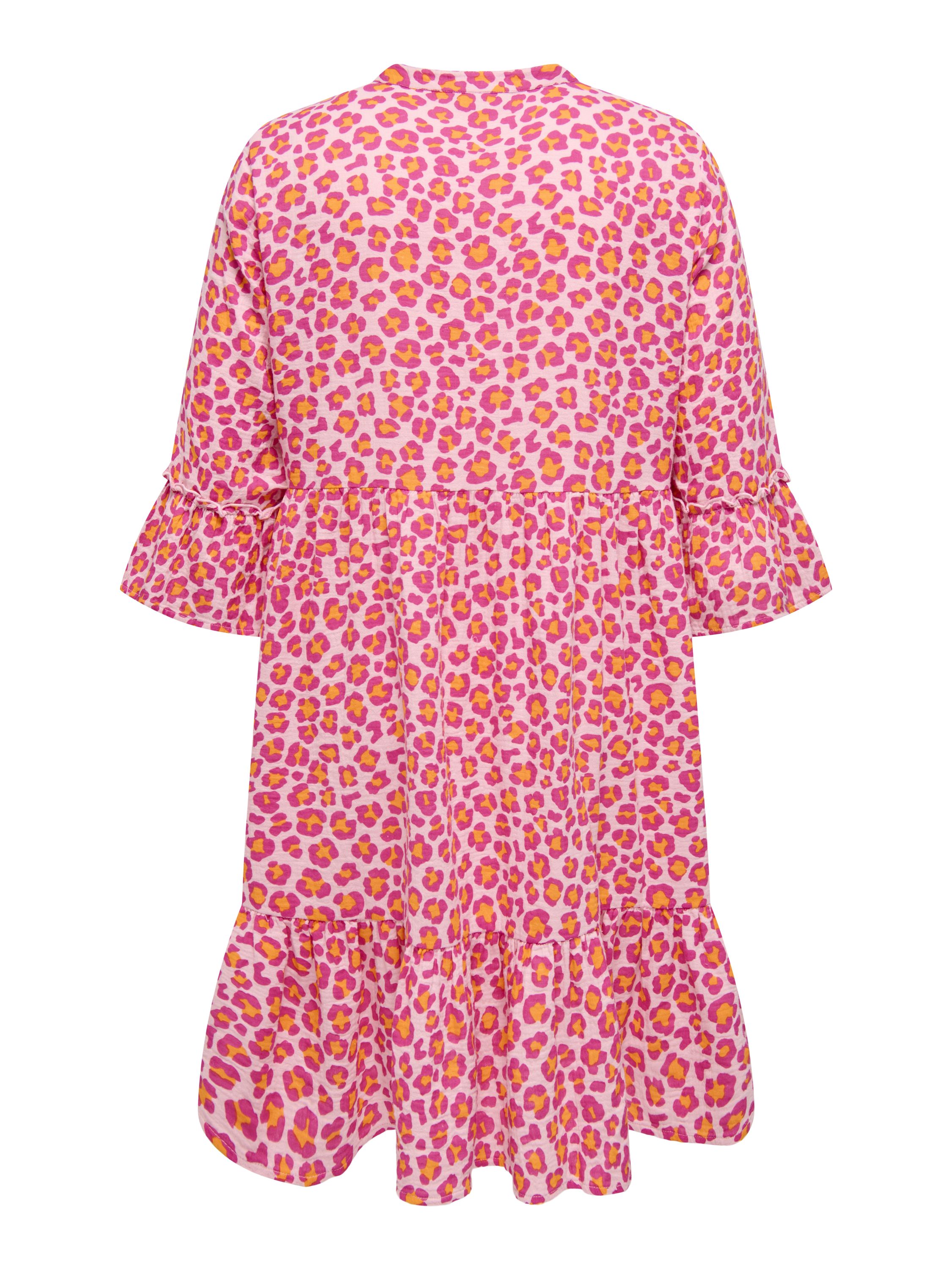 Freizeitkleid Midi aus Bio-Baumwolle - Bleached Mauve/VIBRANT LEO - Pink