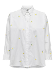Bluse Boxy Fit - Bright White/LEMON - Weiß