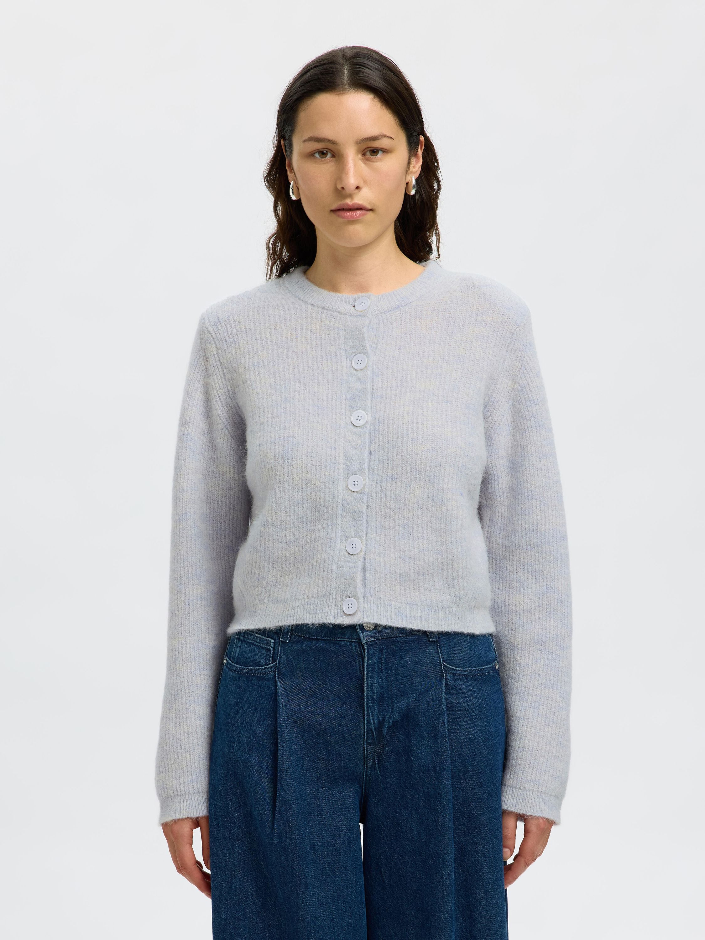 Strickcardigan aus Wollmix - Ancient Water - Blau