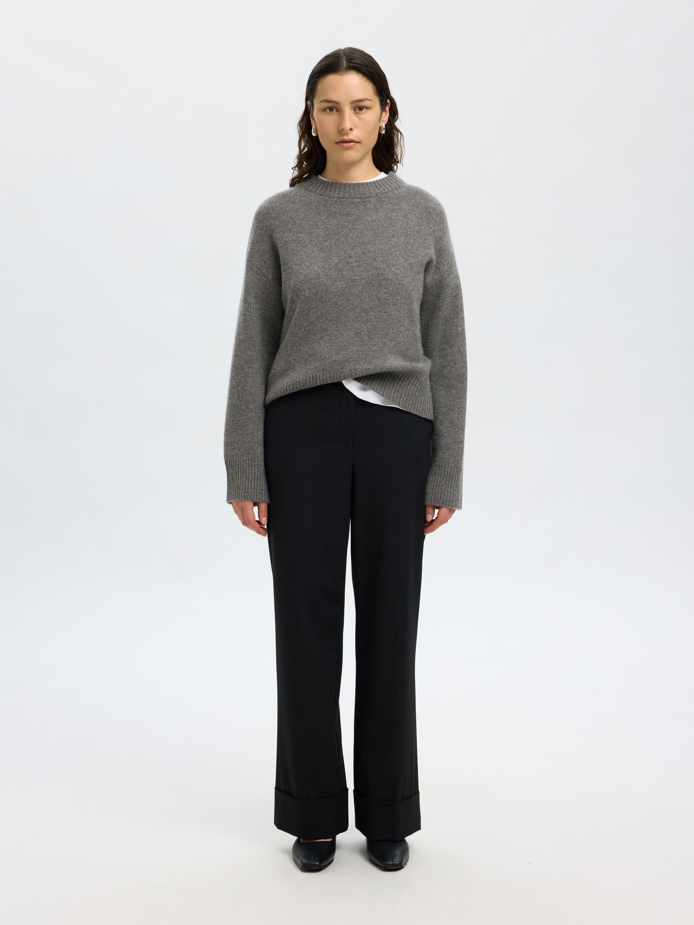 Strickpullover aus Kaschmir-Mix - Medium Grey Melange - Grau