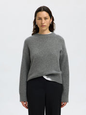 Strickpullover aus Kaschmir-Mix - Medium Grey Melange - Grau